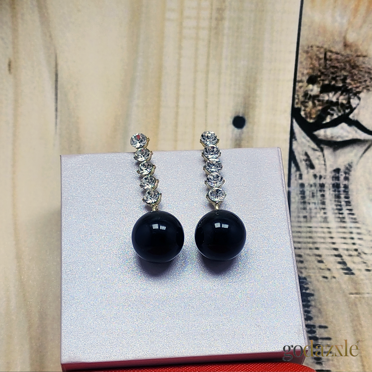 Ella Black Pearl Drop Earing - GoDazzle