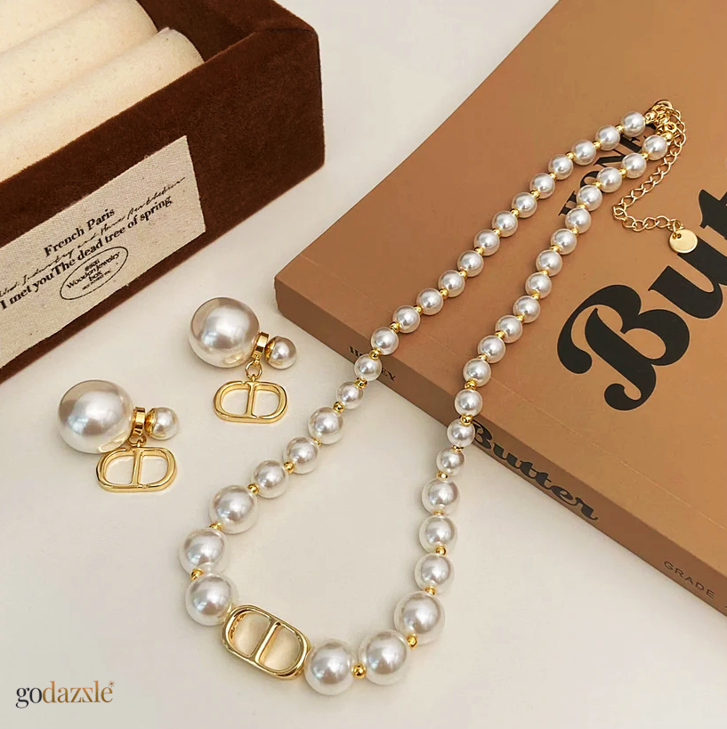 Stella Peal Chain & Bracelet with Earrings