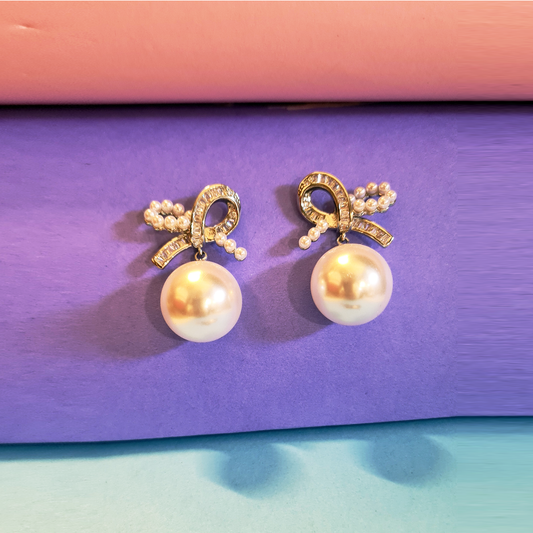 Pearl Bow Earrings - GoDazzle