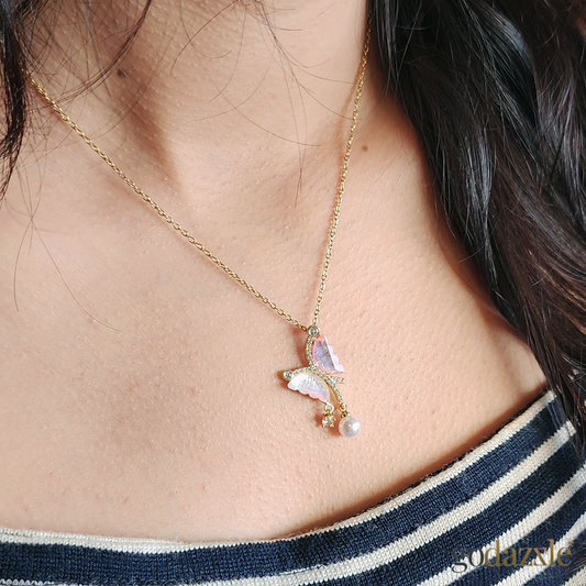 Pink & White Butterfly Chain